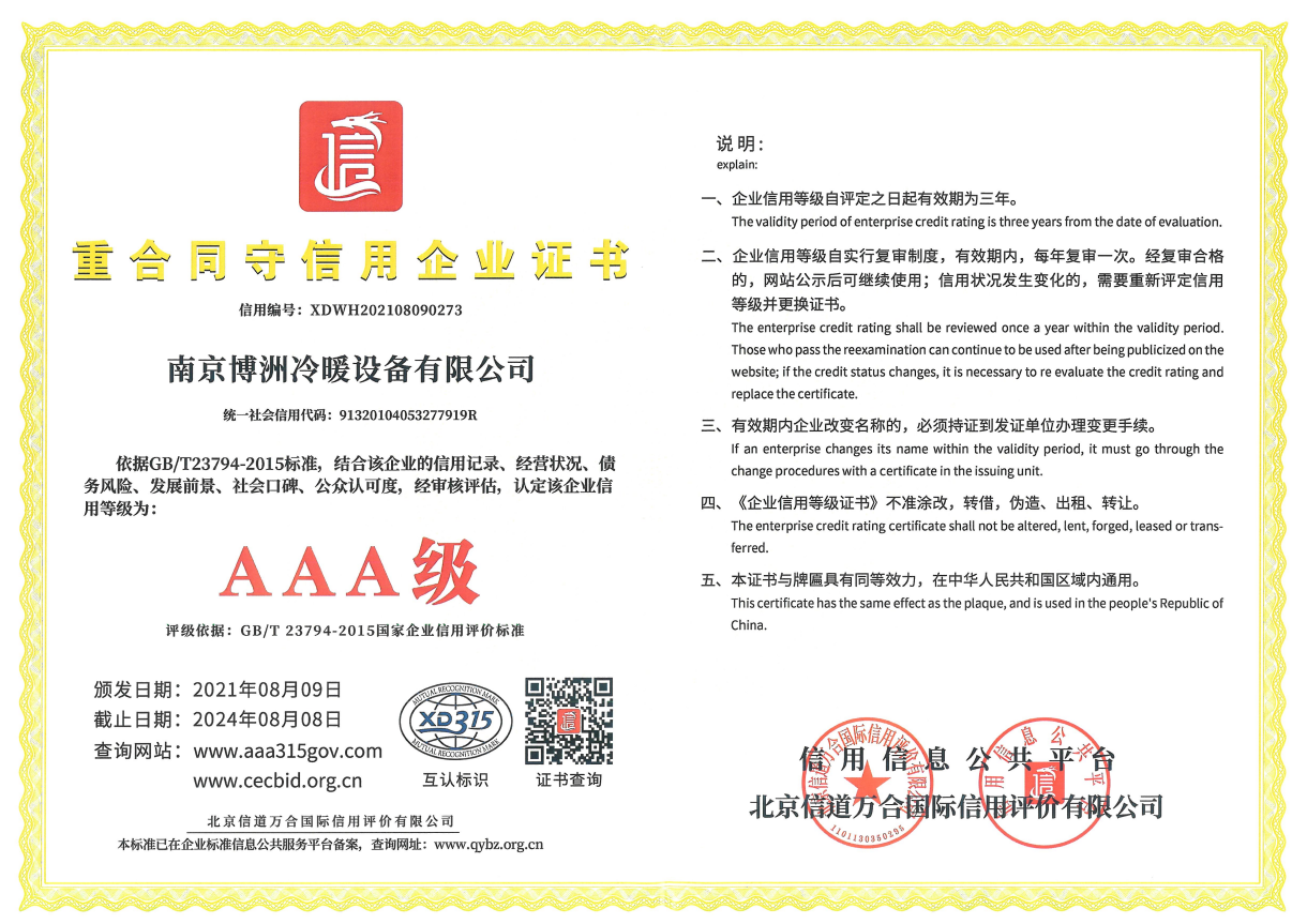 重合同守信用企業(yè)證書